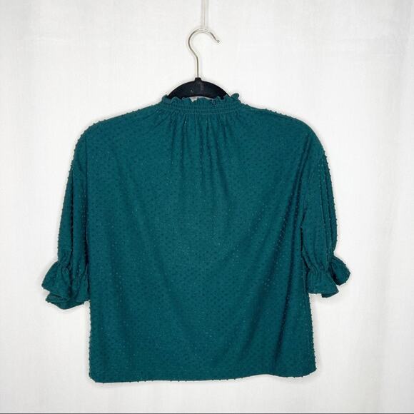 MADEWELL / Texture & Thread teal green Clipdot Ruffle top / XXS - Picture 2 of 7